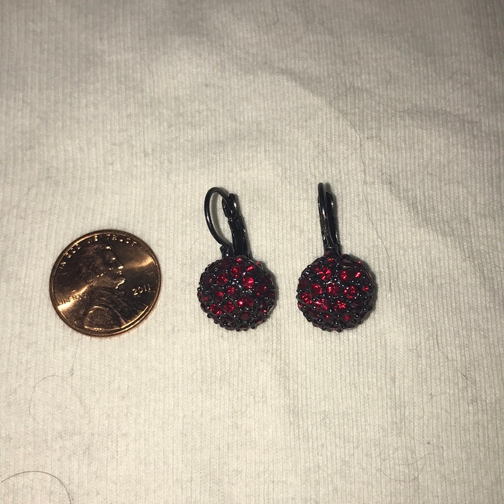 Lever back earrings red crystals